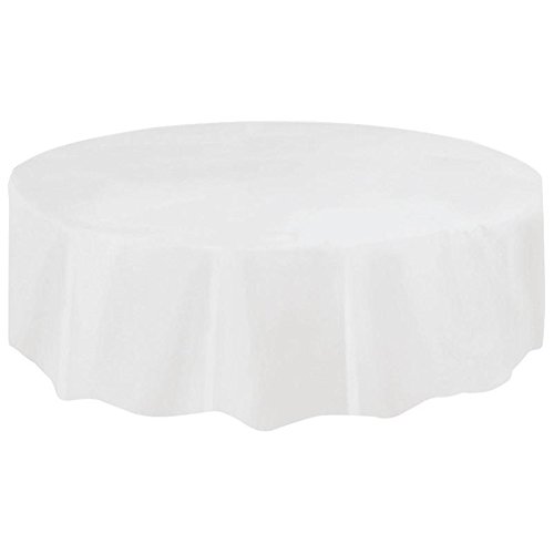 Gemini_mall® Runde weiße Kunststoff-Tischdecke, Einweg-Party-Tischdecke, 2,1 m (weiß) von Gemini_mall