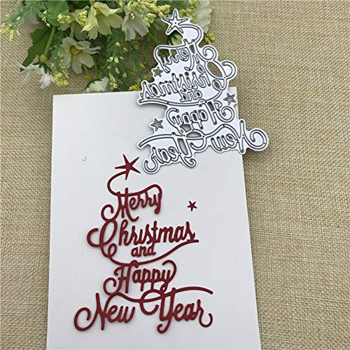 Gemini_mall Stanzformen für Kartenherstellung, Frohe Weihnachten Happy New Year Brief DIY Scrapbooking Papier Karten Fotoalbum Dekor Kunst Handwerk Prägeschablone Stanzschablone Geschenke Silber von Gemini_malll