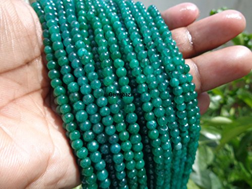 4,5 mm natürliche Smaragd-Perlen, glatt, 33 cm langer Strang von Gemsbazar