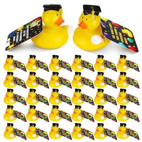 Gemscream Gummienten mit Partykarten, Mini-Gummiente, Geschenk zum Schulabschluss, mit Abschlusskappe und Zertifikat, Pool-Spielzeug für Abschlussfeier, Partyzubehör, Gelb, 30 Stück Gemscream Gummienten mit Partykarten, Mini-Gummiente, Geschenk zum Schulabschluss, mit Abschlusskappe und Zertifikat, Pool-Spielzeug für Abschlussfeier, Partyzubehör, Gelb, 30 Stück von Gemscream