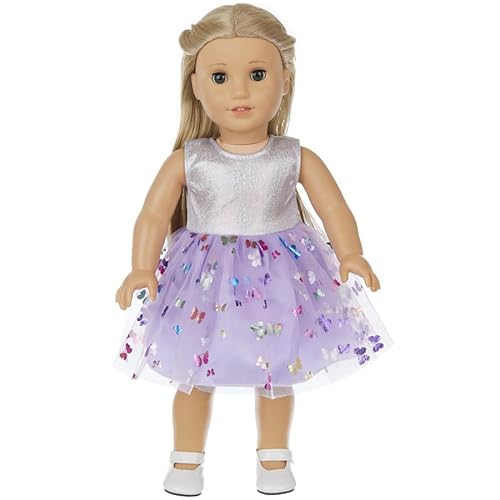 Gemtte Puppenkleidung für Baby Puppen, Baby Kleidung 36cm-43cm, New Baby Puppenkleidung, 4 Stück mit Mantel Socke, Schleife Gazerock Schmetterlingsschleife Stirnband, Geschenke für Mädchen, Violett von Gemtte