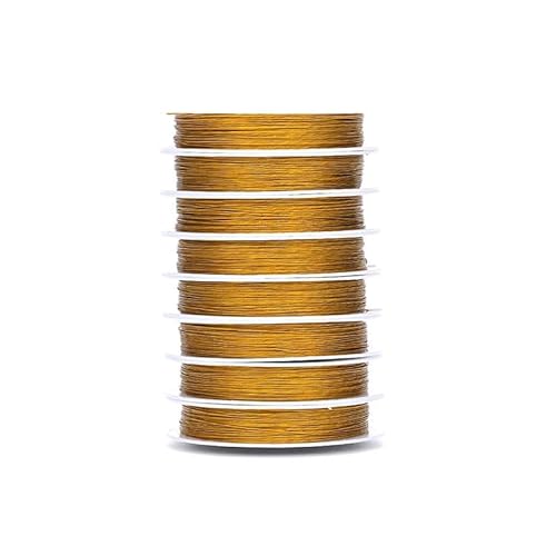 0,3–1 mm Edelstahldraht, Perlenseil, Angelfaden, Schnur for die Herstellung von Halsketten, Armbändern und Schmuck(Gold,0.5mm-17meters) von Generic