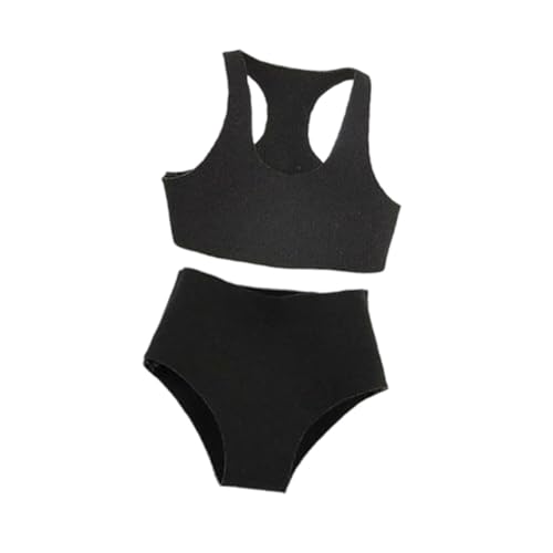 1/12 Maßstab Sport Tank Top Shorts Set Miniatur Puppenkleidung Mini Kleidung für 6'' weibliche Puppen Figur, Schwarz von Generic