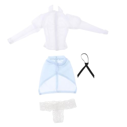 1/6 Weibliche Puppen Kleidung Uniform Wrap Rock Langarm Hemd Voller Anzug Kostüm für 12'' Zoll Puppe Figuren Zubehör, Blau von Generic