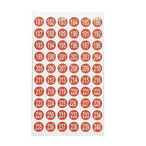 1-300 Aufkleber Runde Nummer Rot Digital Sticker Label Nagellack Wasserdicht Selbstklebender Aufkleber Bar Aufkleber Cup Multifunktions von Generic