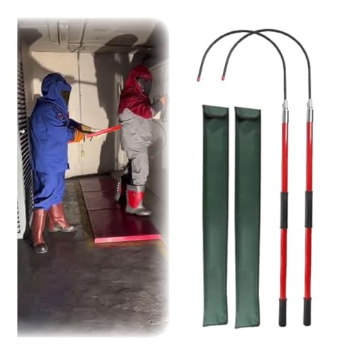 1–4er-Pack roter, isolierter Hochspannungs-Rettungshaken aus Epoxidharz, Teleskopstange/-stab, tragbarer Hotstick-Rettungshaken gegen Stromschlag(2Pack,1.5m/4.9ft) von Generic