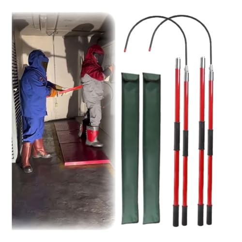 1–4er-Pack roter, isolierter Hochspannungs-Rettungshaken aus Epoxidharz, Teleskopstange/-stab, tragbarer Hotstick-Rettungshaken gegen Stromschlag(2Pack,2.0m/6.6ft) von Generic