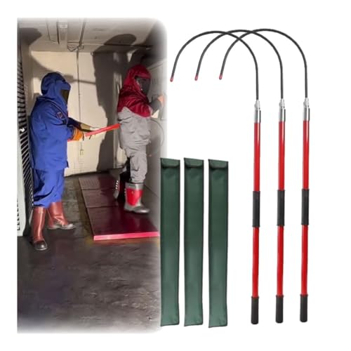 1–4er-Pack roter, isolierter Hochspannungs-Rettungshaken aus Epoxidharz, Teleskopstange/-stab, tragbarer Hotstick-Rettungshaken gegen Stromschlag(3Pack,1.0m/3.3ft) von Generic
