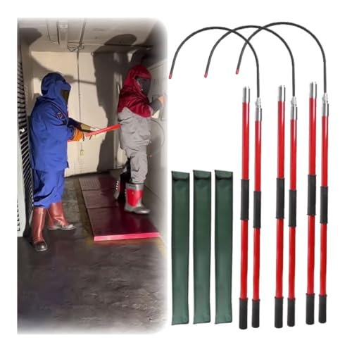1–4er-Pack roter, isolierter Hochspannungs-Rettungshaken aus Epoxidharz, Teleskopstange/-stab, tragbarer Hotstick-Rettungshaken gegen Stromschlag(3Pack,2.0m/6.6ft) von Generic