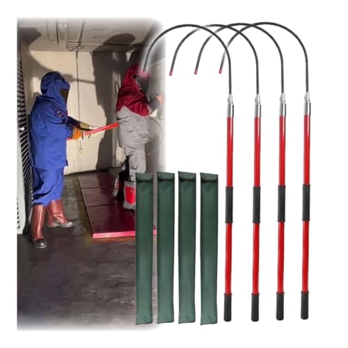 1–4er-Pack roter, isolierter Hochspannungs-Rettungshaken aus Epoxidharz, Teleskopstange/-stab, tragbarer Hotstick-Rettungshaken gegen Stromschlag(4Pack,1.0m/3.3ft) von Generic