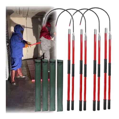 1–4er-Pack roter, isolierter Hochspannungs-Rettungshaken aus Epoxidharz, Teleskopstange/-stab, tragbarer Hotstick-Rettungshaken gegen Stromschlag(4Pack,3.0m/9.8ft) von Generic