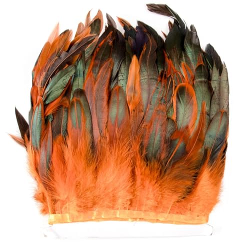 1 Meter natürliche Hahnenfeder-Bordüre, 15–20 cm, Band für Kleidung, Nähen, Dekoration, Hochzeitszubehör, Basteln, Orange von Generic