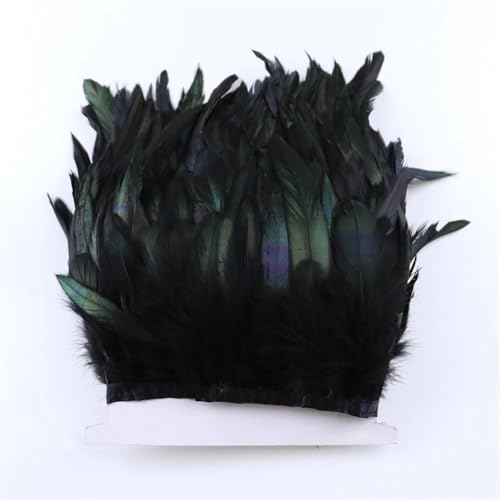 1 Meter natürliches weißes Hühnerfeder-Bordüre, Fransen, 10–15 cm, Band für Party, Kleidung, Dekoration, Handwerk, Schwarz von Generic