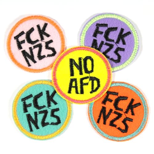 1 NO AFD & 4 FCK NZS Aufnäher Patches zum aufbügeln ca. 5cm Durchmesser von Generic