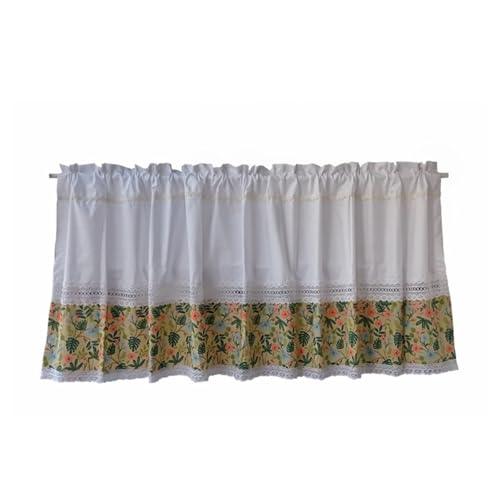 1 Panel Baumwolle Kurzgardinen, Landhausstil Stangedurchzug Gardinen Fenster Halb Transparent Thermal Scheibengardine für Badezimmer Balkon über Waschbecken, B x H(A,150x50cm(59x20in)) von Generic