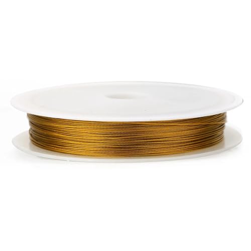 1 Rolle Edelstahl 0,3–1,0 mm Perlendraht Schmuckkordeln Schnur for DIY Armband Herstellung Halskette Handwerk(Gold,0.38mm-23meters) von Generic