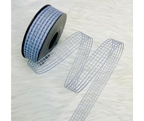 1 Rolle Schleifenband, 2,5 cm x 20 m, aus Netzstoff, einfarbig, zum Basteln, Nähen, Basteln, Scrapbooking – Geschenkband (rauchblau) von Generic