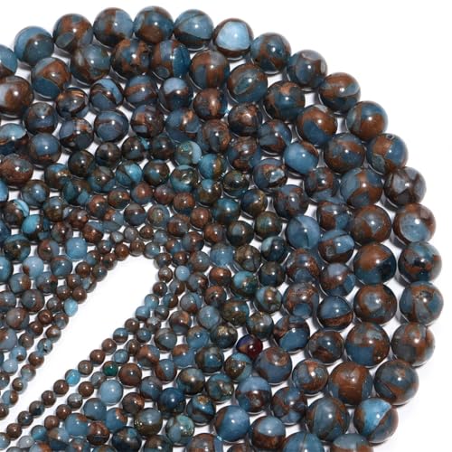 1 Strang, runde Natursteinperlen für Schmuckherstellung, Armbänder, Halsketten, ES-Blau, 12 mm, 32 Stück von Generic