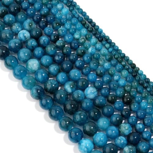 1 Strang Steinperlen, rund, Naturstein, lose Perlen für Schmuckherstellung, DIY, Armband, Halskette, ES-Blau, 8 mm, 45 Stück von Generic
