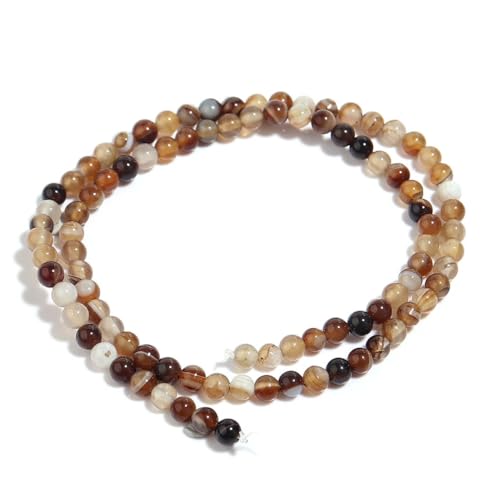 1 Strang gestreifte Achat-Natursteinperlen für Schmuckherstellung, lose Abstandshalter, Perlen, DIY, Halskette, Armband, 4 mm, 92 Stück von Generic