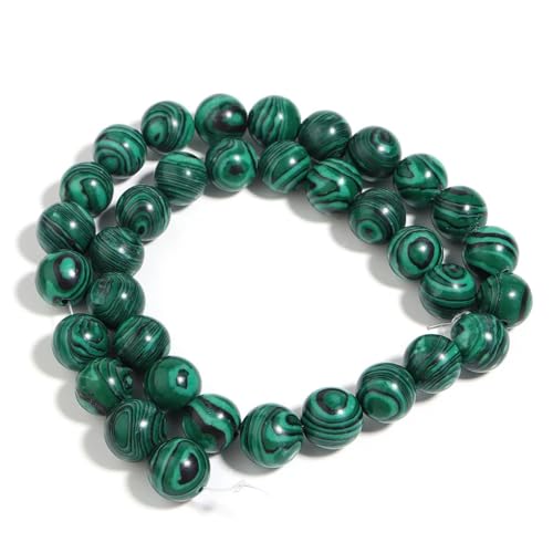 1 Strang natürliche Malachit-Steinperlen, lose Abstandshalter für Schmuckherstellung, Armband, Halskette, ES, 12 mm (27 Stück) von Generic