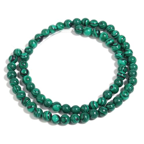 1 Strang natürliche Malachit-Steinperlen, lose Abstandshalter für Schmuckherstellung, Armband, Halskette, ES 6 mm (56 Stück) von Generic