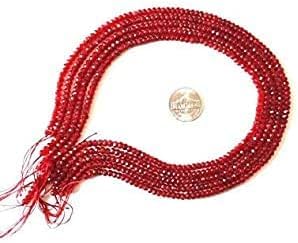 1 Strang natürlicher roter Rubinquarz, 4 mm, facettierte Rondelle-Perlen, Strand, 35,6 cm, Edelstein, Halbedelstein für Schmuckherstellung, Bastelbedarf von Generic