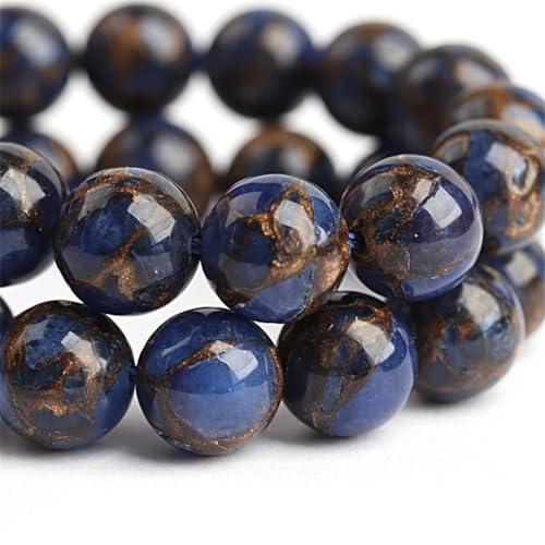 1 Strang runde Natursteinperlen, lose Abstandshalter-Perlen für Schmuckherstellung, DIY-Armband, D, 10 mm (37 Stück) von Generic