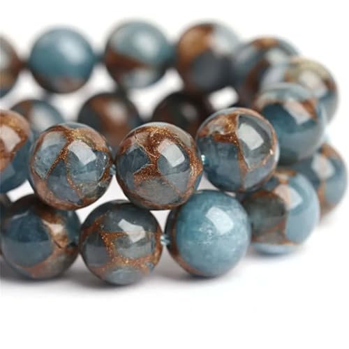 1 Strang runde Natursteinperlen, lose Abstandshalter-Perlen für Schmuckherstellung, DIY-Armband, blau, 8 mm (47 Stück) von Generic