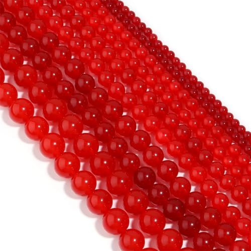 1 Strang runde Natursteinperlen für Schmuckherstellung, DIY, Charm, Halskette, Armband, ES rot, 8 mm, 45 Stück von Generic