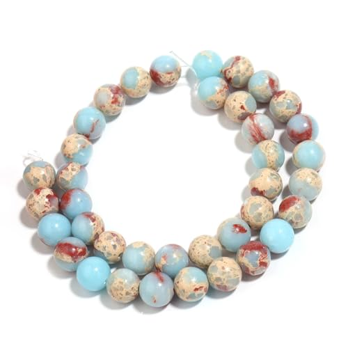1 Strang runde Steinperlen Naturstein für Schmuckherstellung, lose Abstandshalter, Perlen, DIY, Armband, Halskette, 10 mm, 35 Stück von Generic