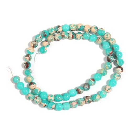 1 Strang runde Steinperlen Naturstein für Schmuckherstellung, lose Abstandshalter, Perlen, DIY, Armband, Halskette, EN8, 6 mm, 60 Stück von Generic