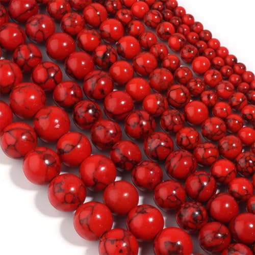 1 Strang türkisfarbene Perlen, Natursteinperlen, rund, lose für Schmuckherstellung, DIY, Armband, Halskette, rot, 4 mm, 90 Stück 1 Strang türkisfarbene Perlen, Natursteinperlen, rund, lose für Schmuckherstellung, DIY, Armband, Halskette, rot, 4 mm, 90 Stück von Generic