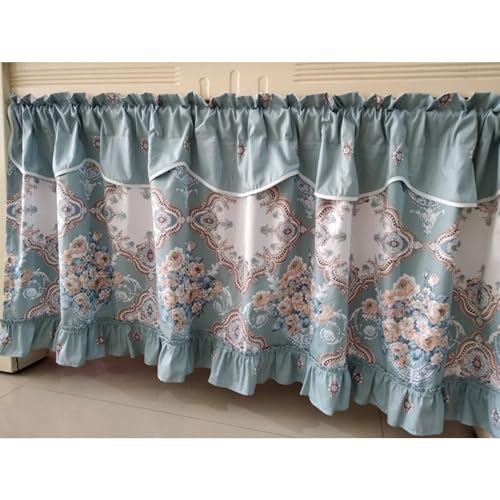 1 Stück Baumwolle Kurze Fenstergardinen, Halb Transparent Privatsphäre Scheibengardine Stangedurchzug Landhausstil Kurzgardinen für Badezimmer Balkon Schlafzimmer, B x H(Green,150x50cm(59x20in)) von Generic