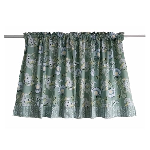 1 Stück Baumwolle Weiche Fenstergardinen, Landhausstil Stangedurchzug Fenstergardinen Halb Transparent Lichtfilterung Kurzgardinen für Badezimmer Balkon Wäsche, B x H(Green,150x30cm(59x12in)) von Generic