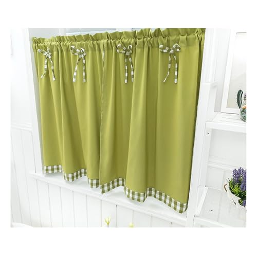 1 Stück Landhausstil Kurzgardinen, Halb Transparent Kurz Gardinen Fenster Stangedurchzug Scheibengardine Bistrogardinen für Balkontür Wäscherei Wohnwagen, B x H(Turquoise,90x90cm(35x35in)) von Generic