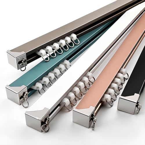 1-läufige Gardinenschiene, Aluminium Vorhangschiene Set, Schiebevorhangschienen Für Wohnzimmer Schlafzimmer Küchen(Blue-Ceiling,2.8m(2 * 1.40m)) von Generic