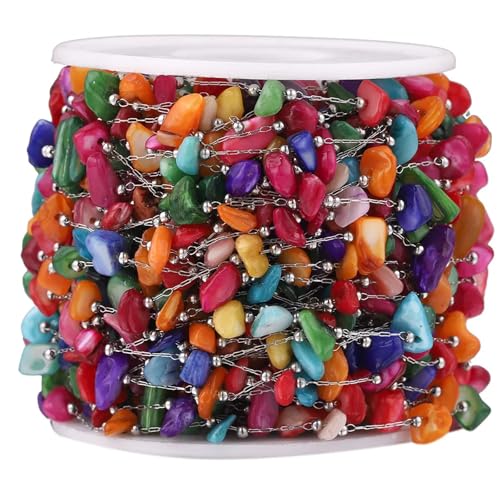 1 m lange Edelstahl-Perlen mit unregelmäßigen Kristallen, Natursteinperlen, Goldgliederketten, DIY-Schmuckherstellung, Halskette, Großpackung von Generic
