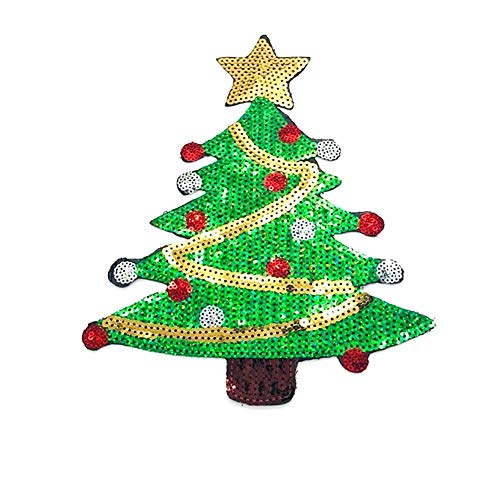 1 stücke weihnachten nähen oder bügeln patch weihnachtsmann stickerei patch pailletten applique diy kleidung zubehör weihnachtsbaum sehr praktisch und beliebt von Generic