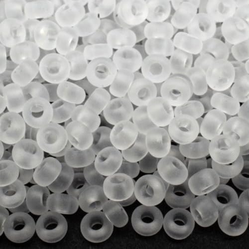 10/0 00050 Tschechische Glasperlen, Rocailles, transparent, matt, Verpackung 2250 Stück, Gewicht 25 g, Perlengröße 2,3 mm, für Perlenstickerei, Schmuckherstellung von Generic