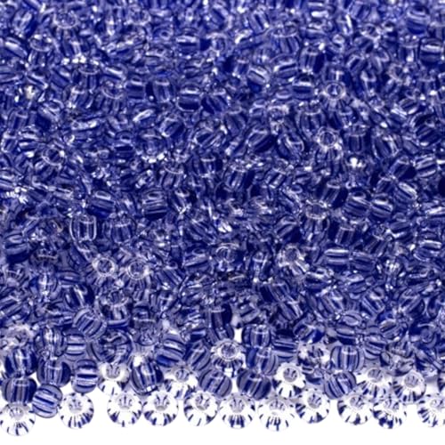 10/0 00331 Tschechische Glasperlen Rocailles Blau Streifen auf Kristall Verpackung 2250 Stück Gewicht 25 Gramm Perlengröße 2,3 mm Zum Perlensticken und Herstellen von Schmuck 10/0 00331 Tschechische Glasperlen Rocailles Blau Streifen auf Kristall Verpackung 2250 Stück Gewicht 25 Gramm Perlengröße 2,3 mm Zum Perlensticken und Herstellen von Schmuck von Generic
