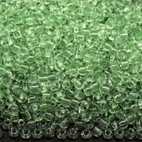 10/0 00851 Tschechische Glas-Rocailles Rocailles Grüne Streifen auf Kristall Verpackung 4500 Stück Gewicht 50 Gramm Perlengröße 2,3 mm Zum Perlensticken und Herstellen von Schmuck 10/0 00851 Tschechische Glas-Rocailles Rocailles Grüne Streifen auf Kristall Verpackung 4500 Stück Gewicht 50 Gramm Perlengröße 2,3 mm Zum Perlensticken und Herstellen von Schmuck von Generic