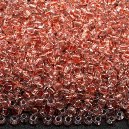10/0 00890 Tschechische Glasperlen Rocailles Rot Streifen auf Kristall Verpackung 4500 Stück Gewicht 50 Gramm Perlen Größe 2,3 mm Zum Perlensticken und Herstellen von Schmuck 10/0 00890 Tschechische Glasperlen Rocailles Rot Streifen auf Kristall Verpackung 4500 Stück Gewicht 50 Gramm Perlen Größe 2,3 mm Zum Perlensticken und Herstellen von Schmuck von Generic