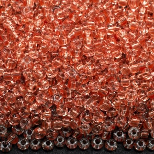 10/0 00891 Tschechische Glasperlen Rocailles Rot Streifen auf Kristall Verpackung 900 Stück Gewicht 10 Gramm Perlen Größe 2,3 mm Zum Perlensticken und Herstellen von Schmuck von Generic