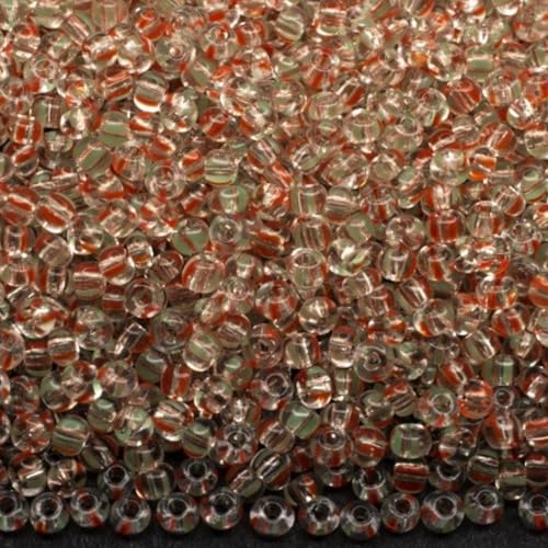 10/0 00950 Tschechische Glasperlen Rocailles Rot und Grün Streifen auf Kristall Verpackung 4500 Stück Gewicht 50 Gramm Perlen Größe 2,3 mm Zum Perlensticken und Herstellen von Schmuck 10/0 00950 Tschechische Glasperlen Rocailles Rot und Grün Streifen auf Kristall Verpackung 4500 Stück Gewicht 50 Gramm Perlen Größe 2,3 mm Zum Perlensticken und Herstellen von Schmuck von Generic