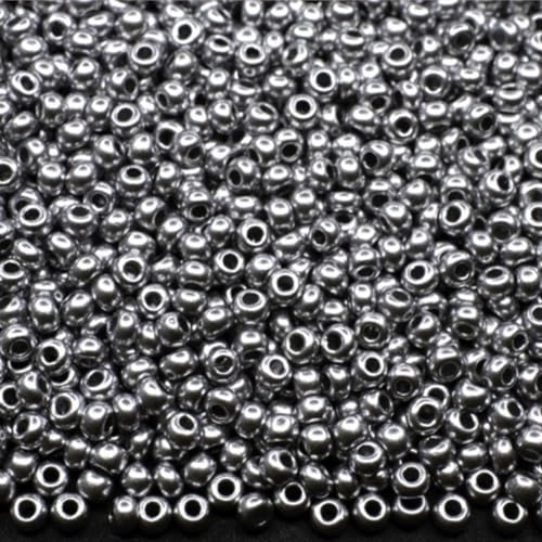 10/0 01700 Tschechische Glasperlen, Rocailles, Metallic-Silber, 900 Stück, 10 g von Generic