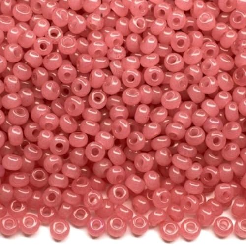 10/0 02193 Tschechische Glas-Rocailles Rocailles Pink Alabaster - Solgel gefärbt Verpackung 900 Stück Gewicht 10 Gramm Perlen Größe 2,3 mm Zum Perlensticken und Herstellen von Schmuck von Generic