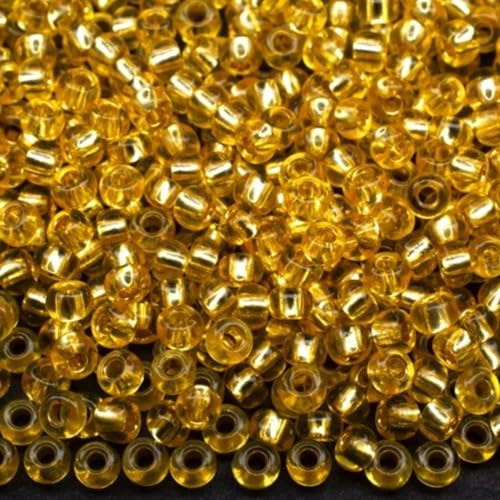 10/0 08286 Tschechische Glasperlen Rocailles Gelber Kristall – Silber liniert Verpackung 2250 Stück Gewicht 25 Gramm Perlengröße 2,3 mm Zum Perlensticken und Herstellen von Schmuck von Generic