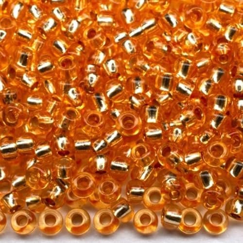 10/0 08289 Tschechische Glas-Rocailles Rocailles Orange Crystal - Silber Lined, Verpackung 2250 Stück, Gewicht 25 g, Perlengröße 2,3 mm, für Perlenstickerei, Schmuckherstellung 10/0 08289 Tschechische Glas-Rocailles Rocailles Orange Crystal - Silber Lined, Verpackung 2250 Stück, Gewicht 25 g, Perlengröße 2,3 mm, für Perlenstickerei, Schmuckherstellung von Generic