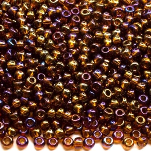 10/0 11110 Tschechische Glasperlen Rocailles Braun - Transparent Regenbogen Verpackung 4500 Stück Gewicht 50 Gramm Perlen Größe 2,3 mm Zum Perlensticken und Herstellen von Schmuck von Generic